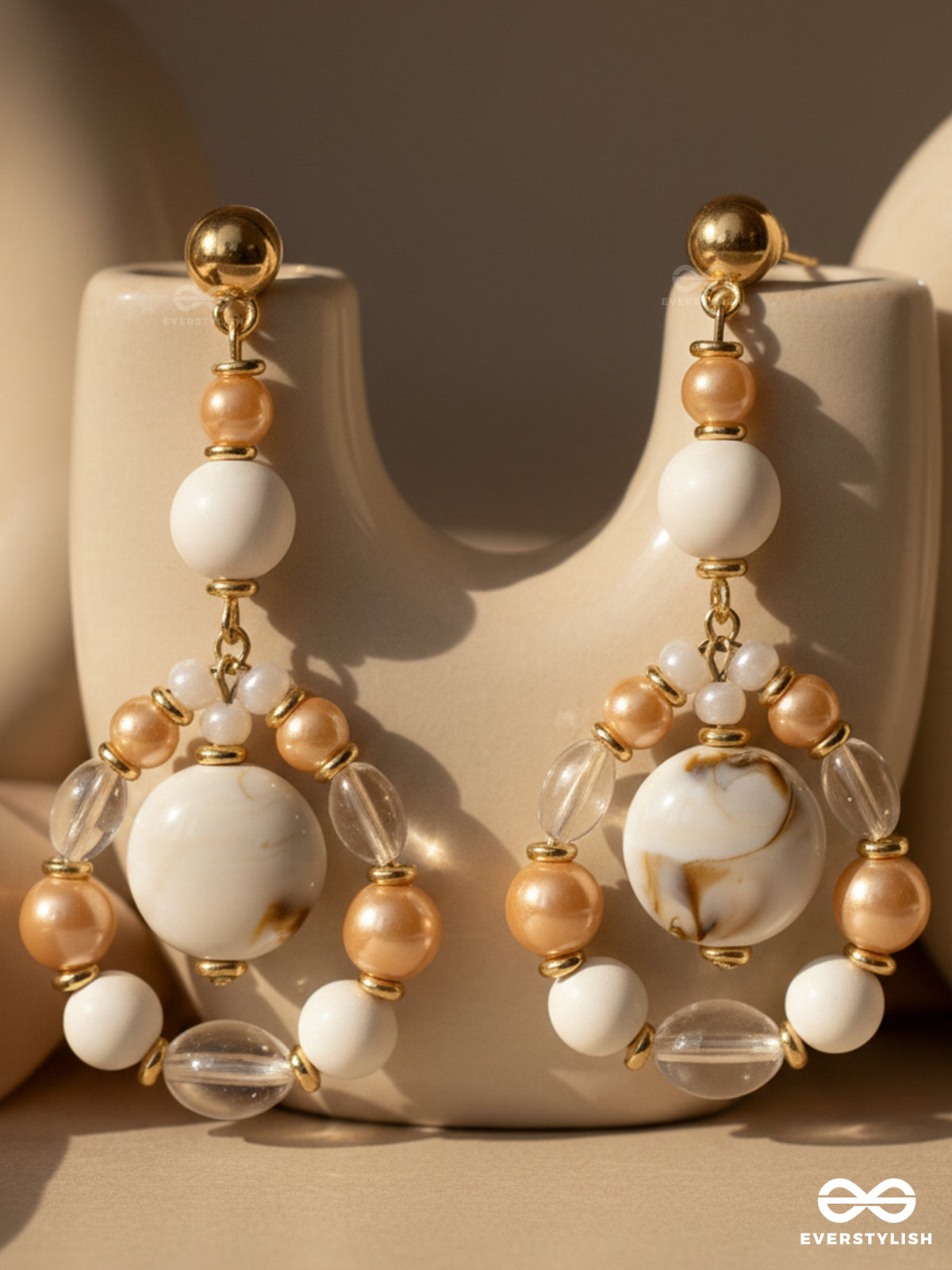 Sand N Shells- Golden Embellished Sandstone Earrings