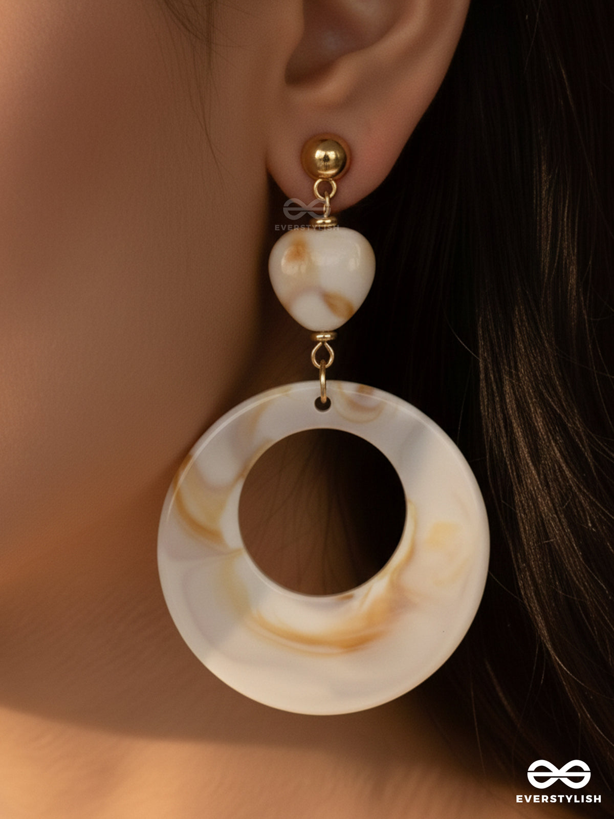 The 'Sea'sational- Golden Embellished Sandstone Earrings