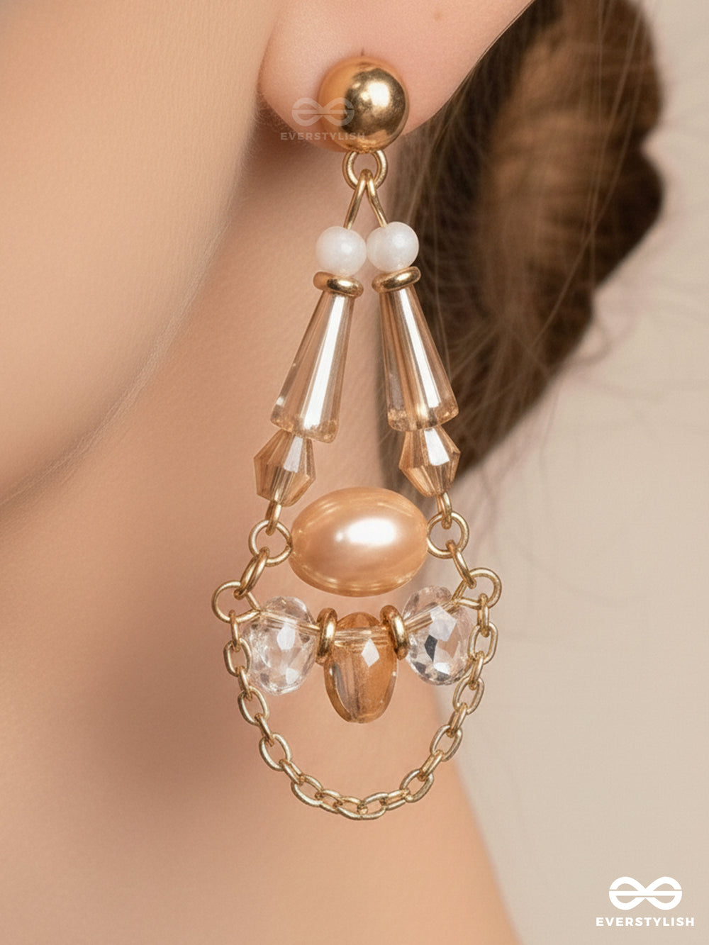 The Crystal Chandelier- Golden Embellished Earrings
