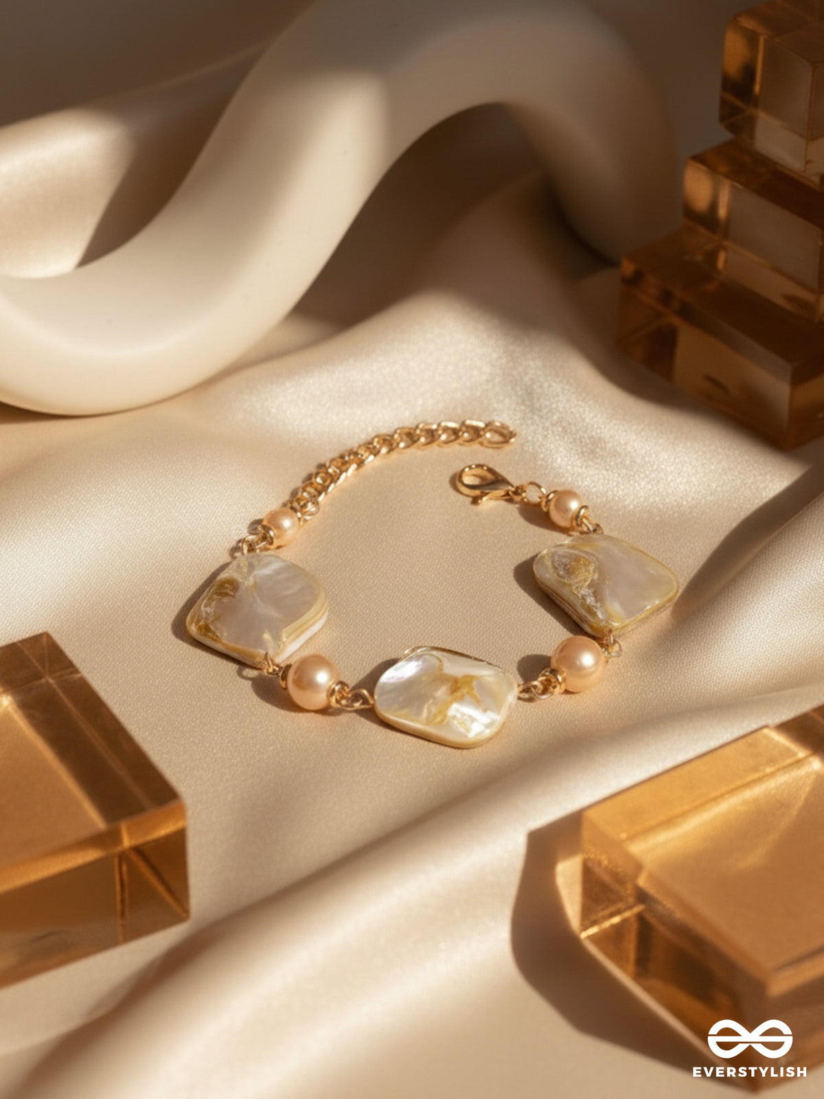 The Ocean Wonder- Golden Embellished Sandstone Bracelet