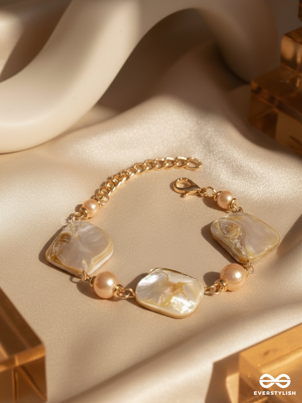 The Ocean Wonder- Golden Embellished Sandstone Bracelet