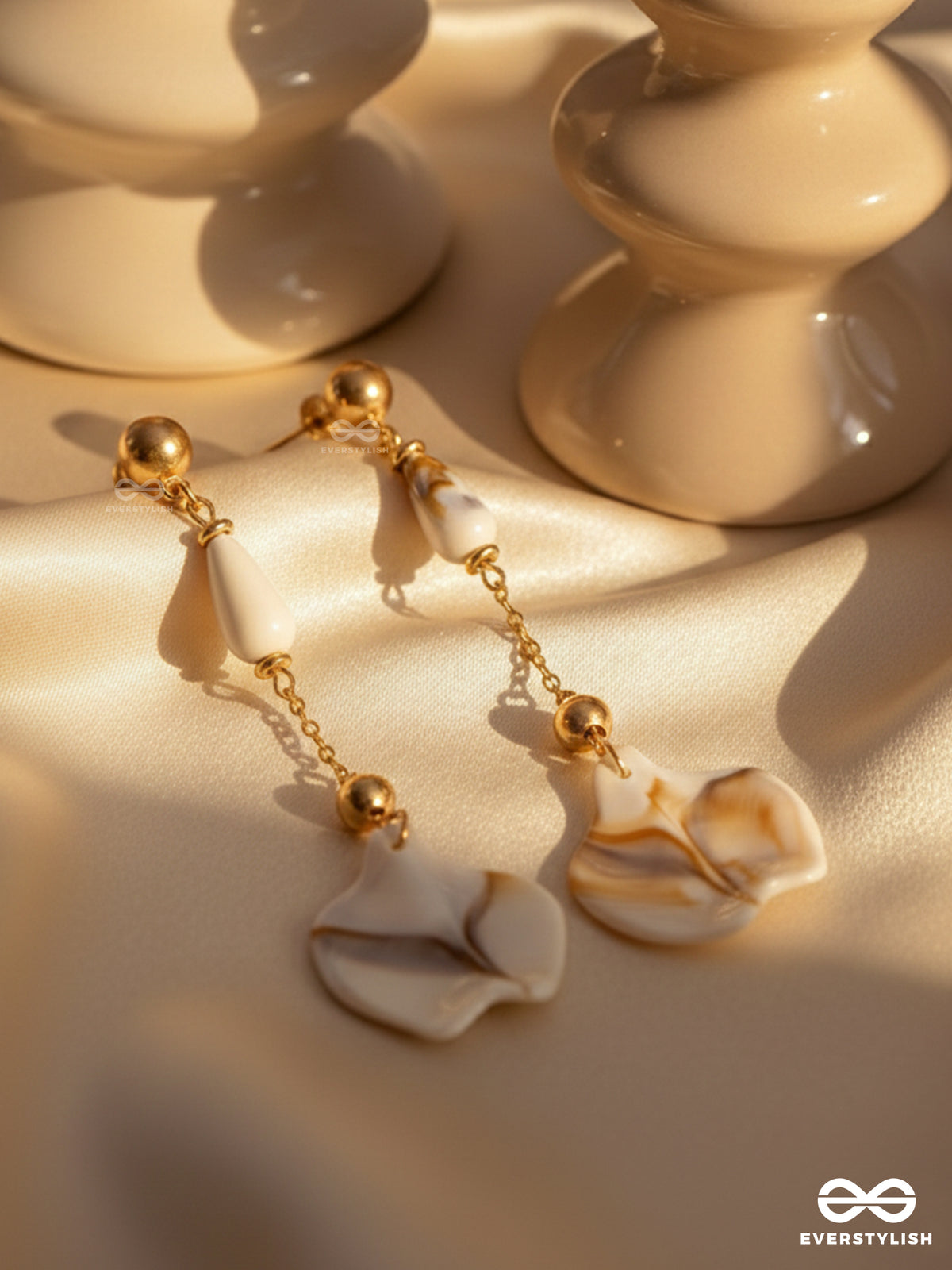 The Beach Spirit- Golden Embellished Sandstone Earrings