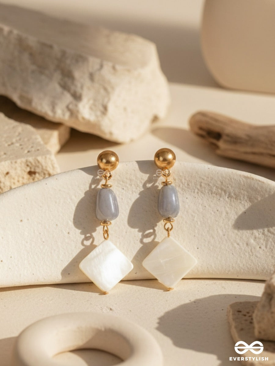 The Shimmering Snowflake- Golden Embellished Sandstone Earrings