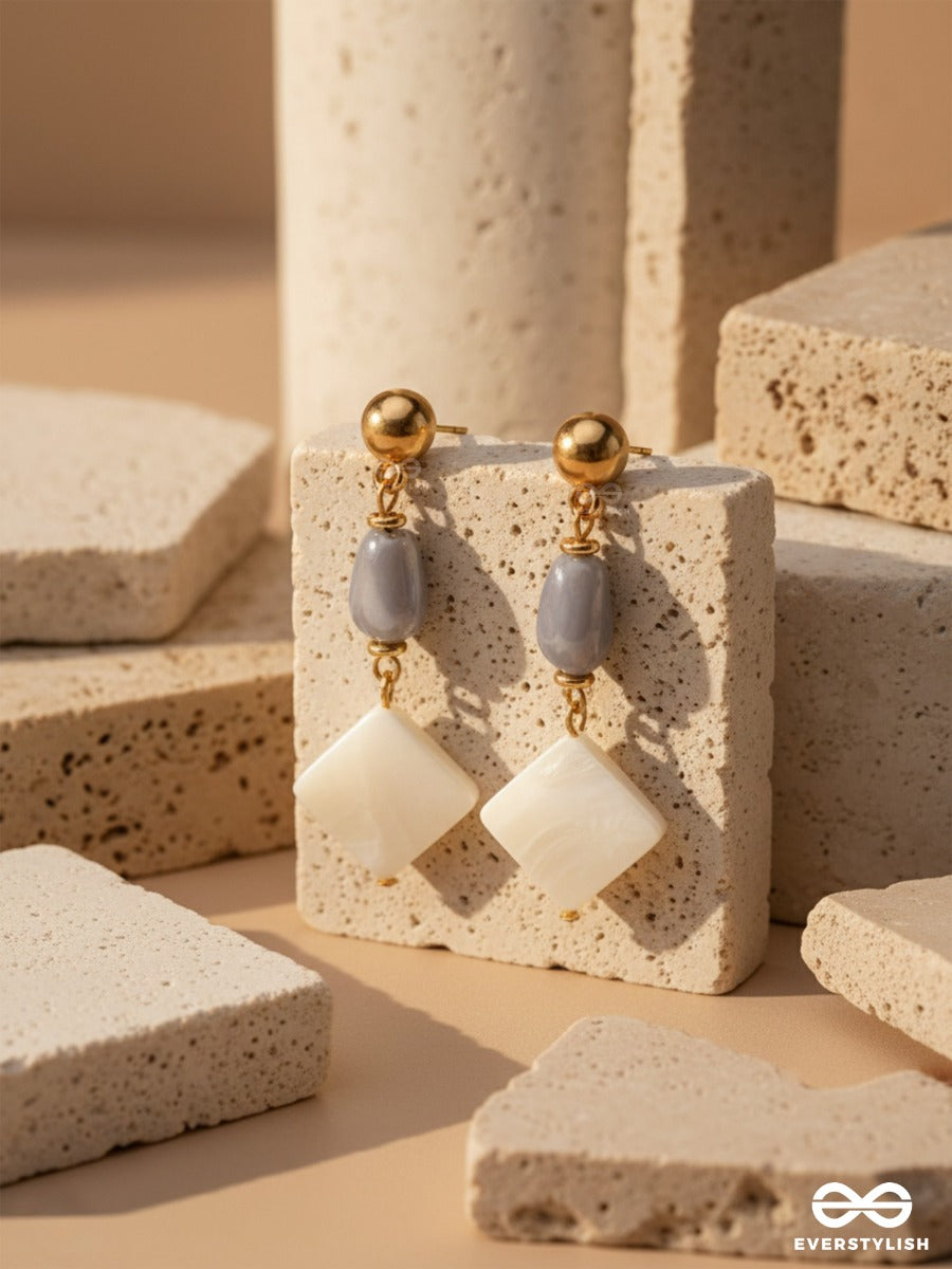 The Shimmering Snowflake- Golden Embellished Sandstone Earrings