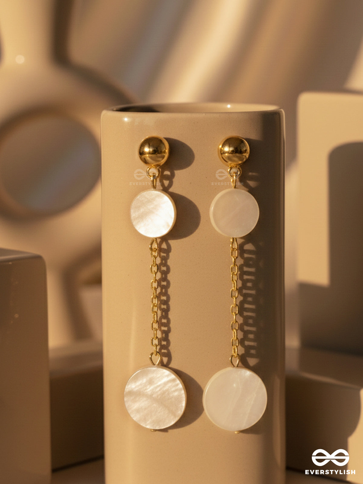The Shell Shower- Golden Embellished Sandstone Earrings