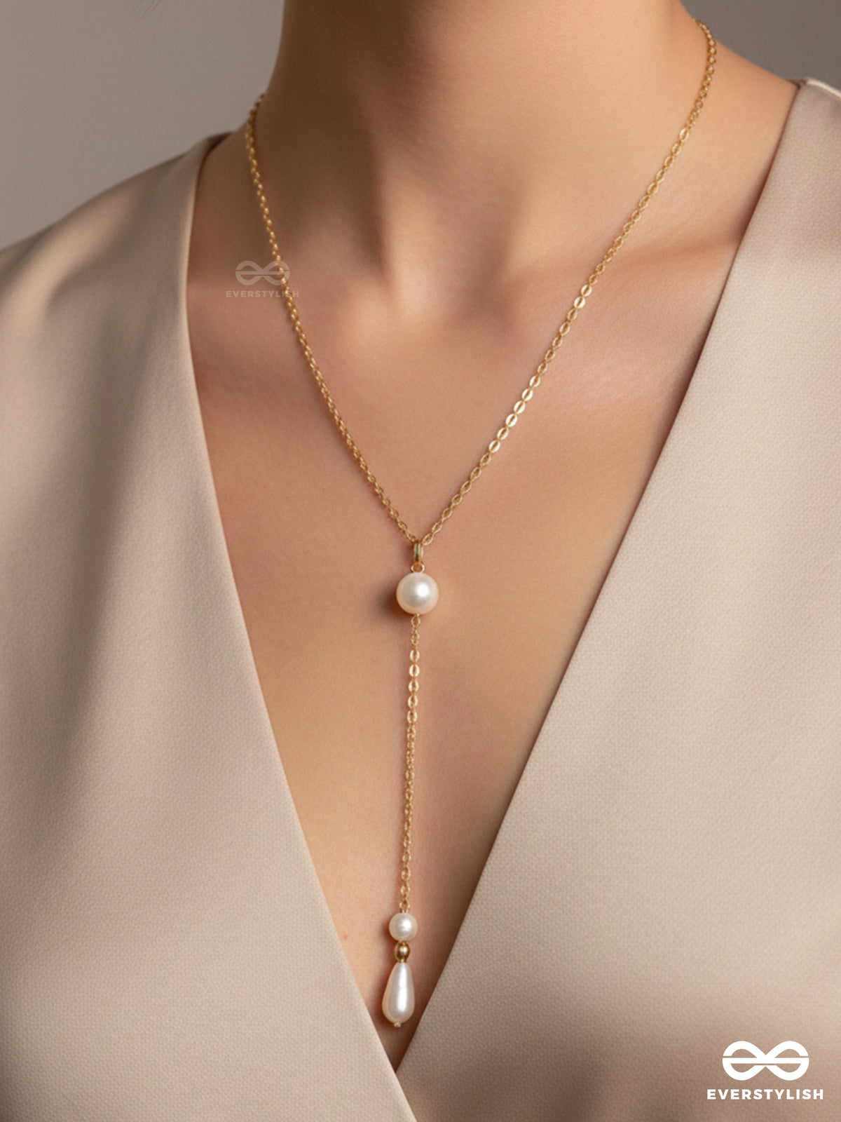 The Pearl Shower- Golden Embellished Sandstone Necklace With Anti-Tarnish Coating