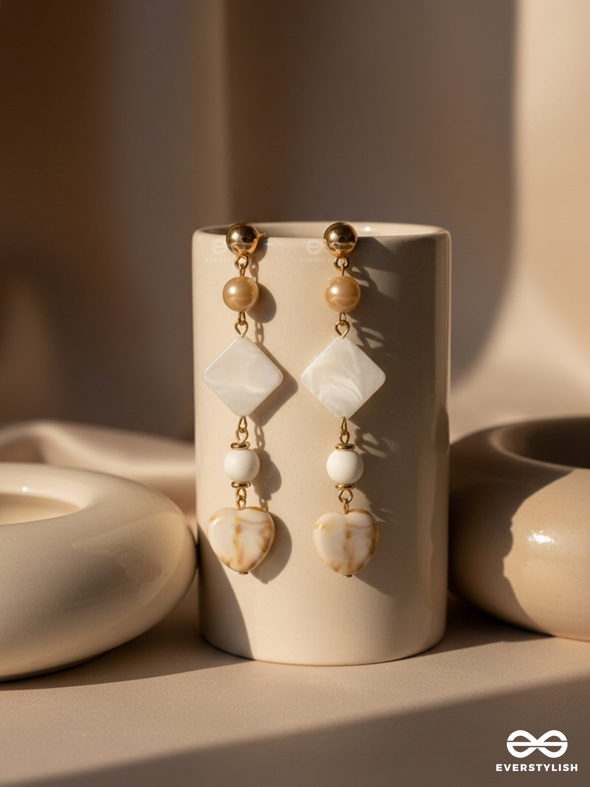 The Ocean Whisper- Golden Embellished Sandstone Earrings