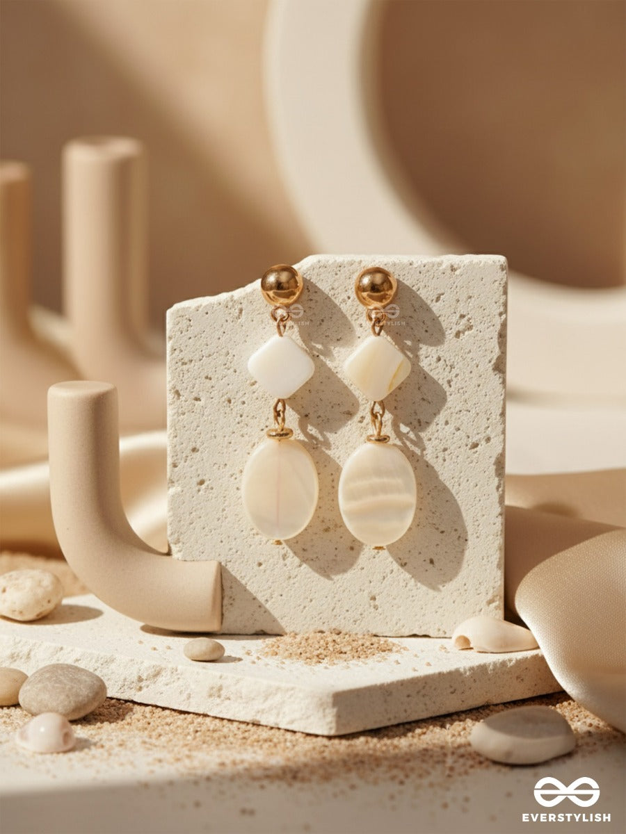 The Moon Illusion- Golden Embellished Sandstone Earrings