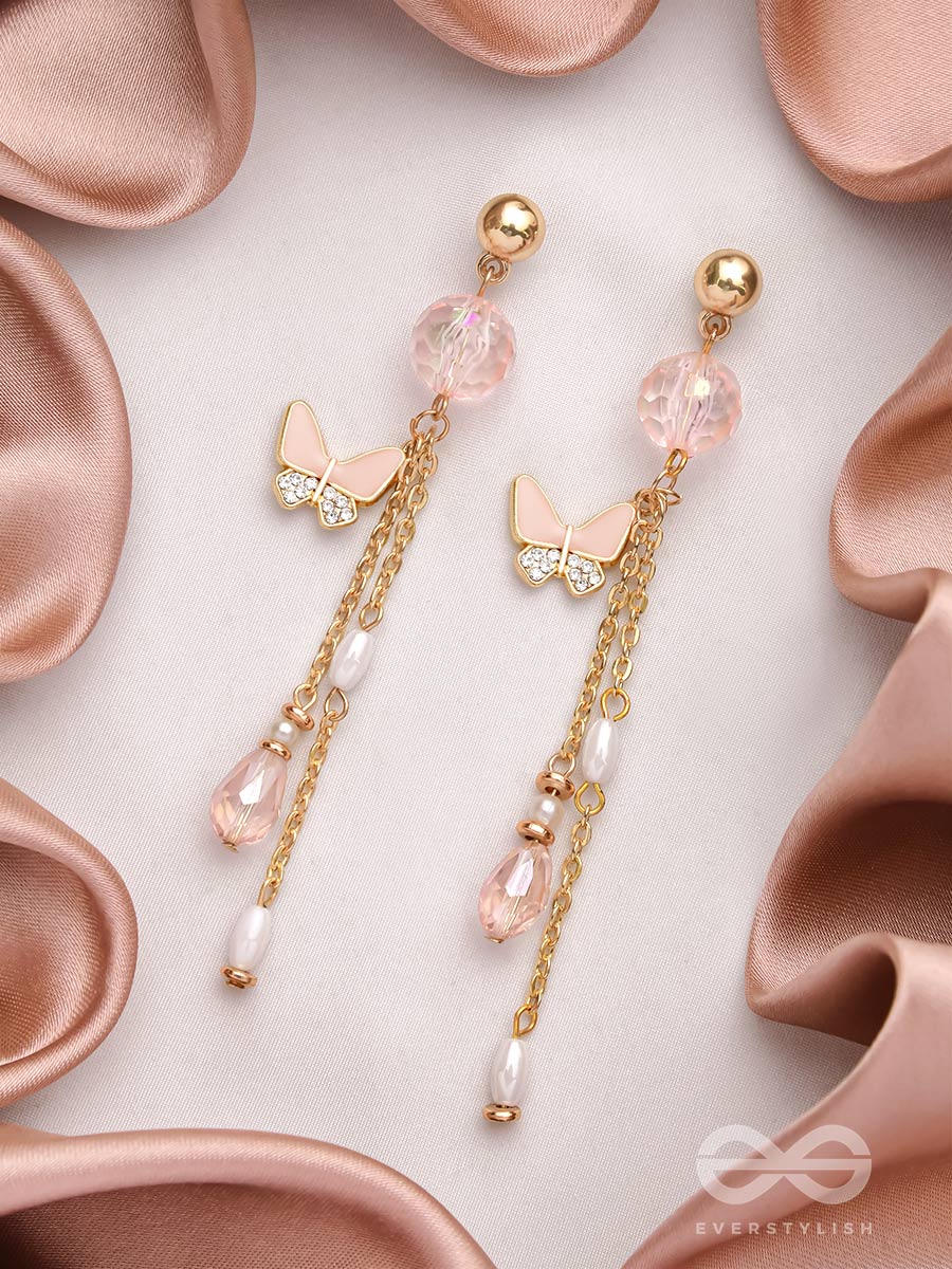 The Floating Butterfly- Golden Embellished Earrings
