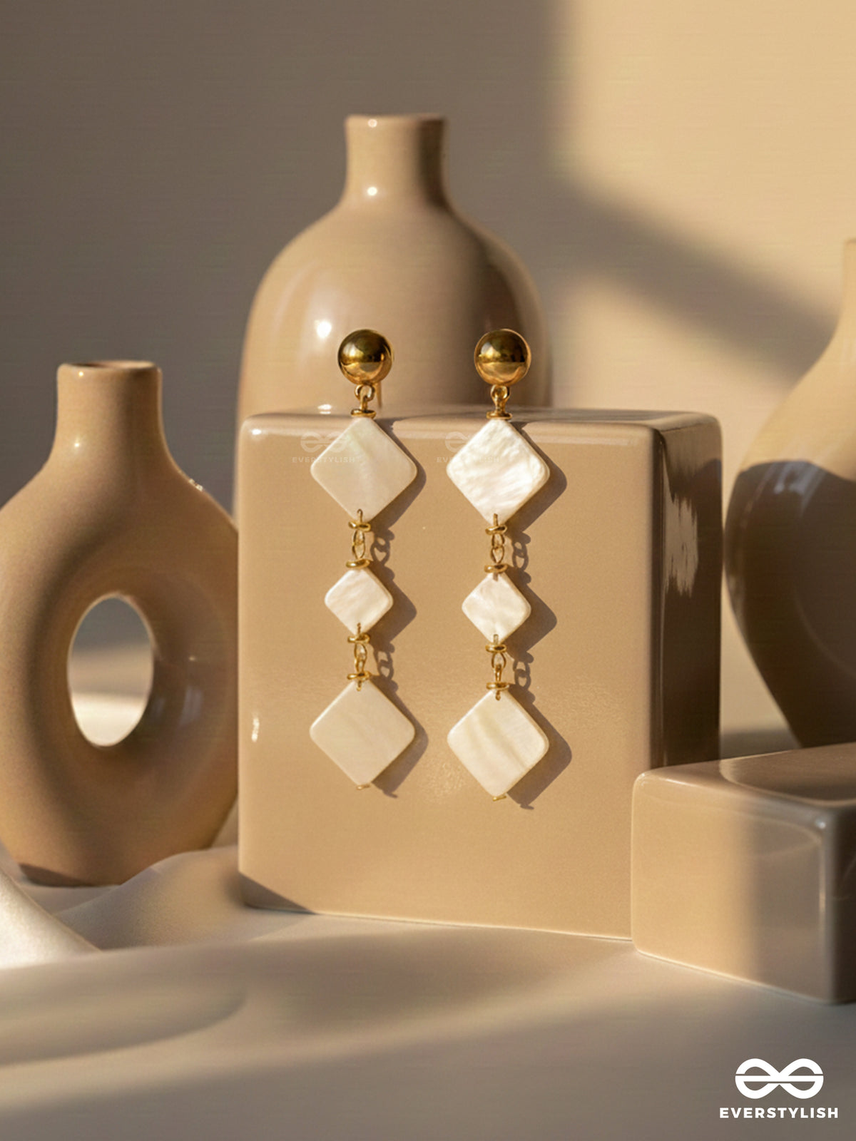 The Beach Vibes- Golden Embellished Sandstone Earrings