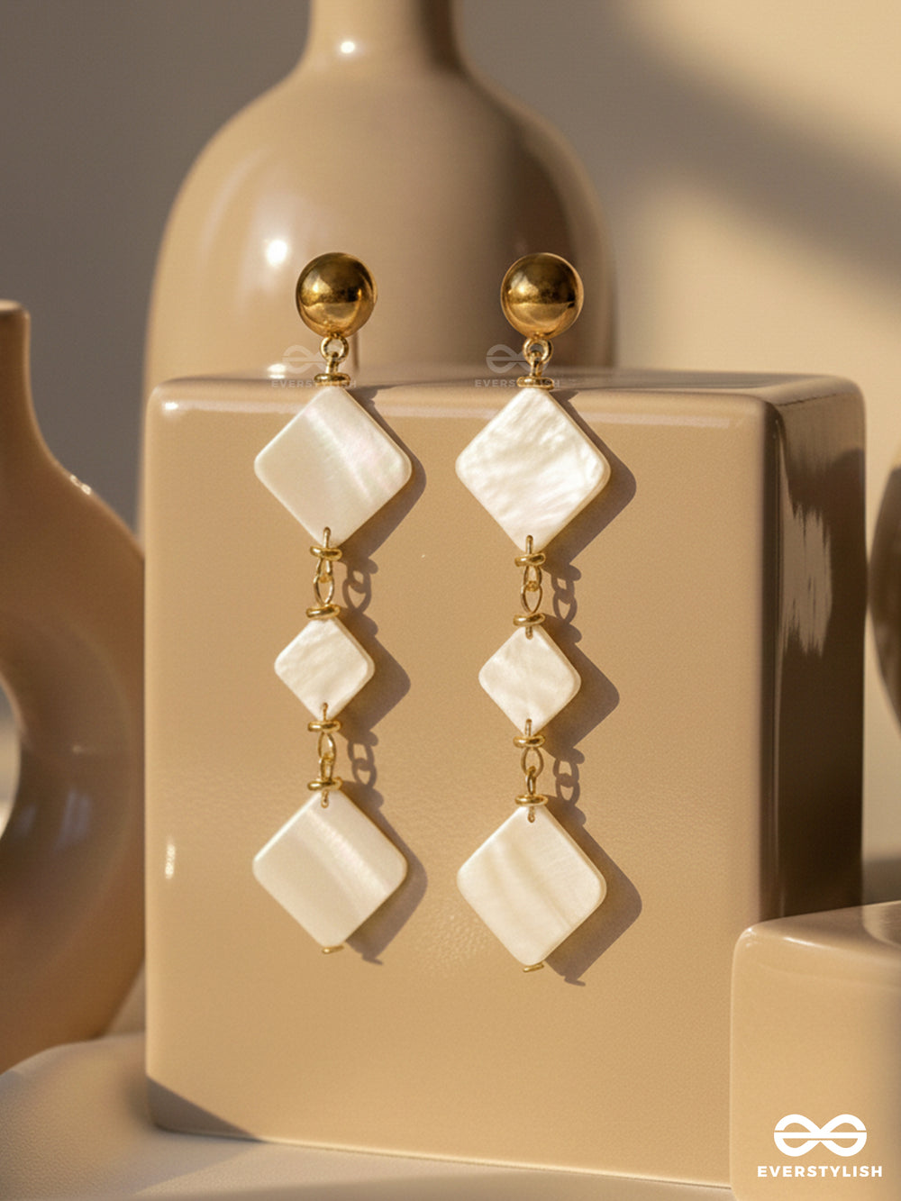 The Beach Vibes- Golden Embellished Sandstone Earrings