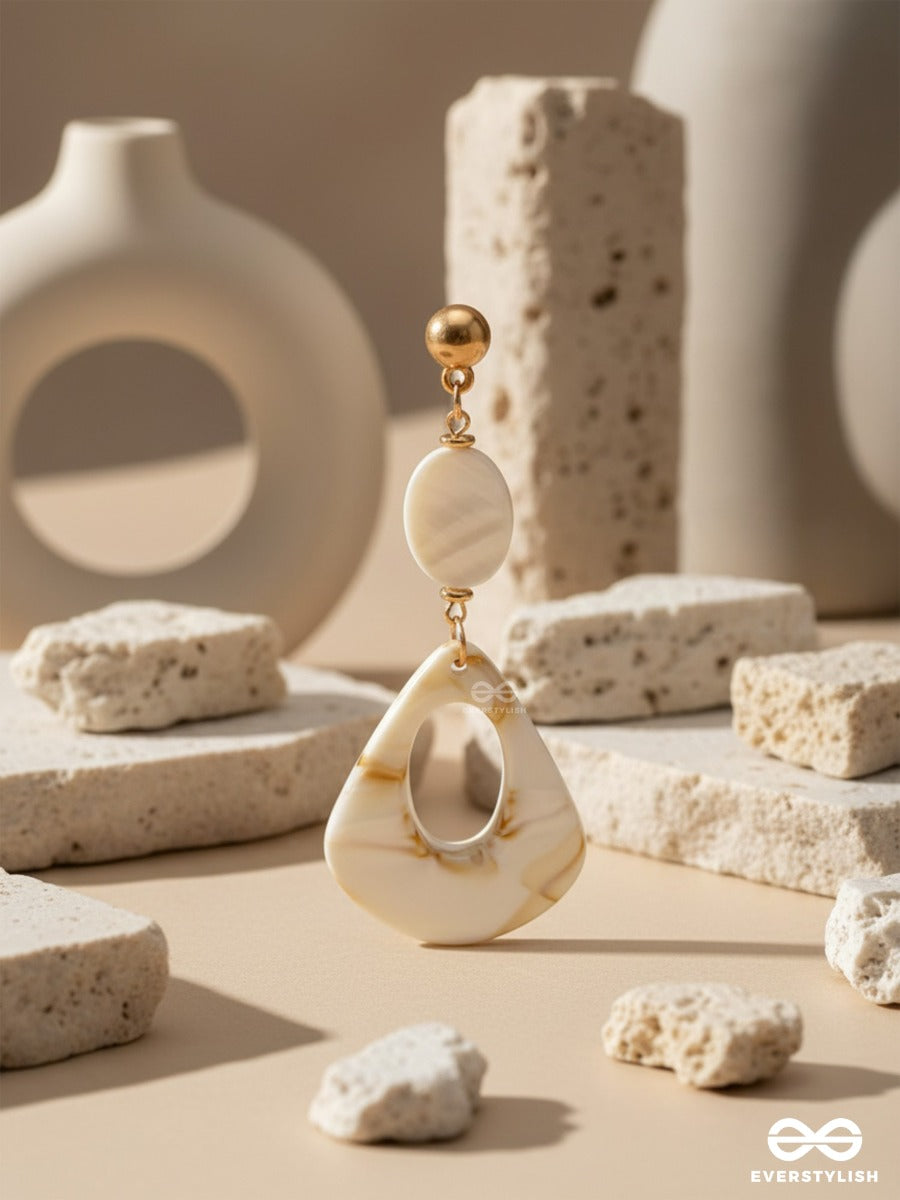 The Seashell Heart- Golden Embellished Sandstone Earrings