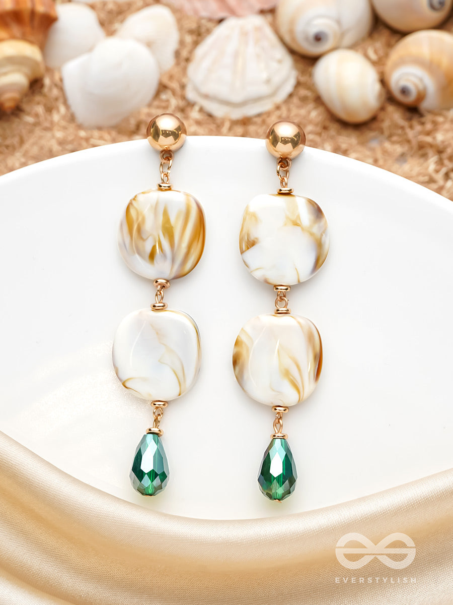 Walk On The Beach- Golden Embellished Sandstone Earrings