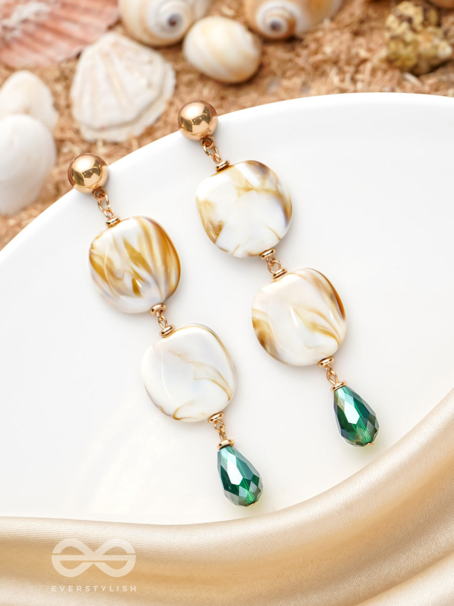 Walk On The Beach- Golden Embellished Sandstone Earrings