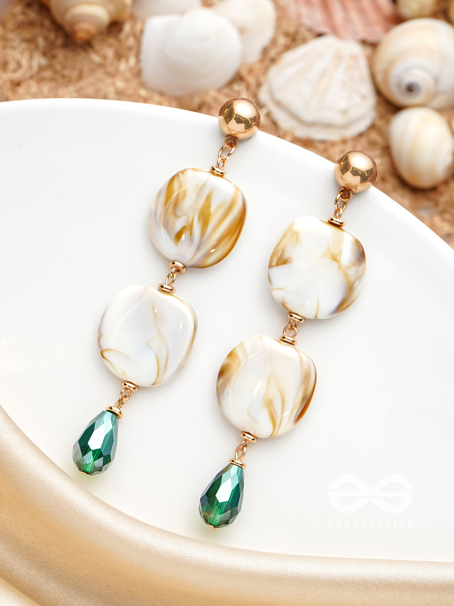 Walk On The Beach- Golden Embellished Sandstone Earrings