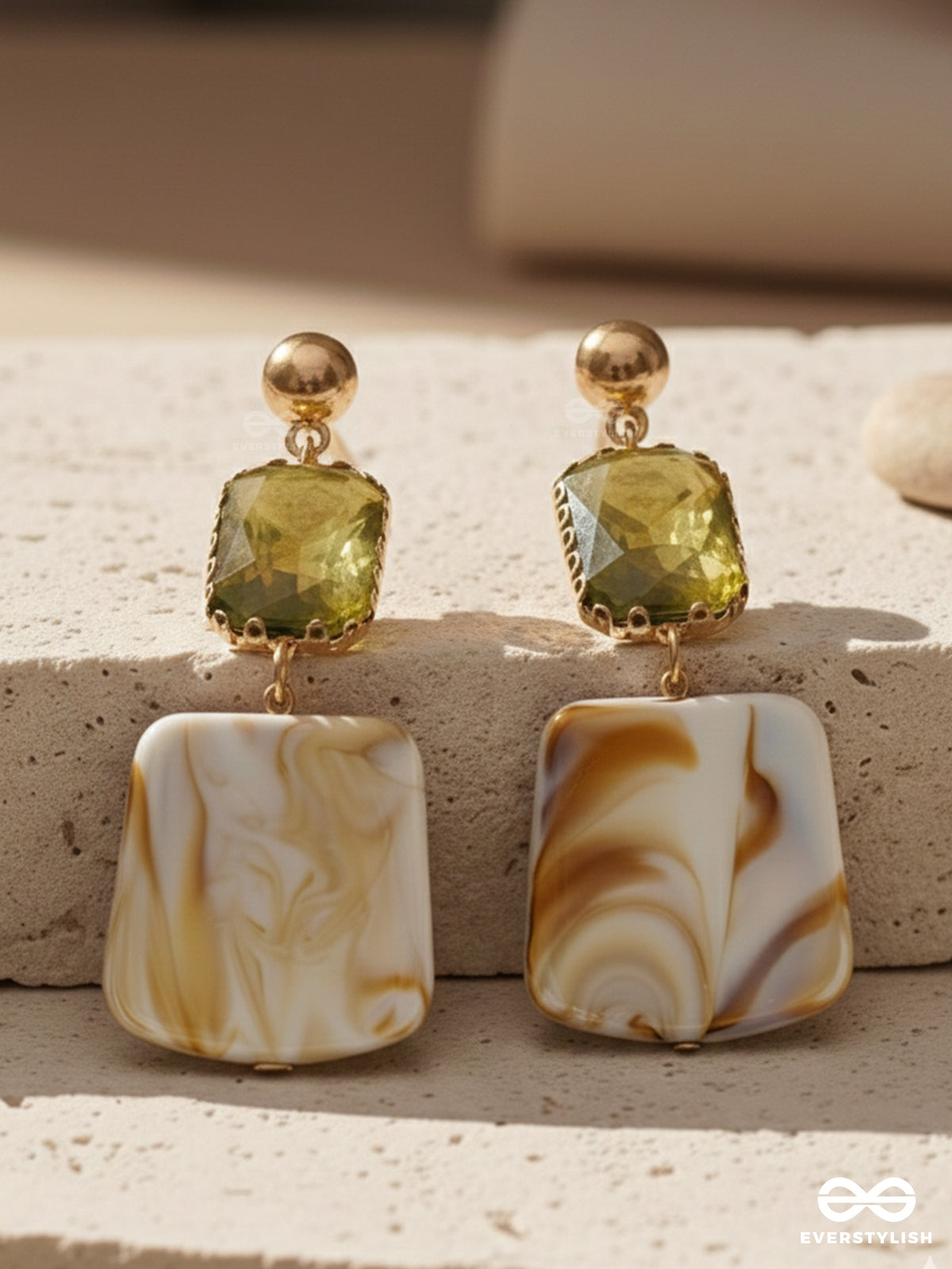The Sandy Feet- Golden Embellished Sandstone Earrings