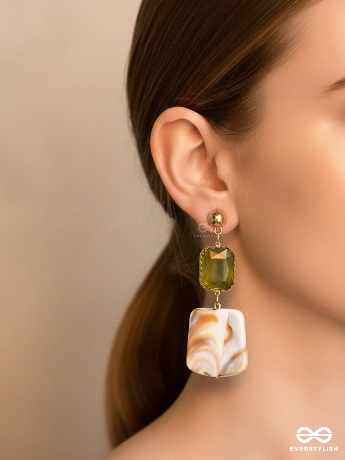 The Sandy Feet- Golden Embellished Sandstone Earrings