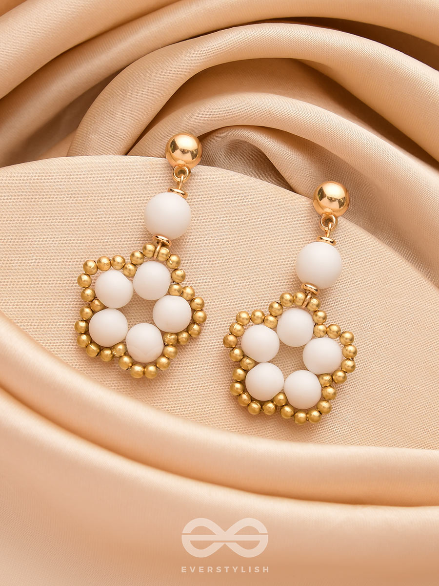 The Winter Bloom- Golden Embellished Earrings