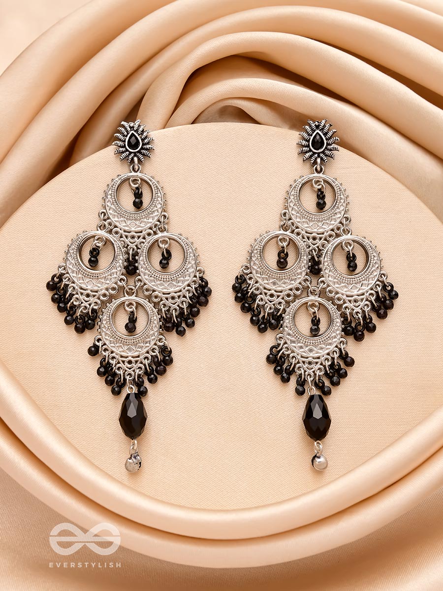 The Regal Chandelier- Oxidised Embellished Earrings