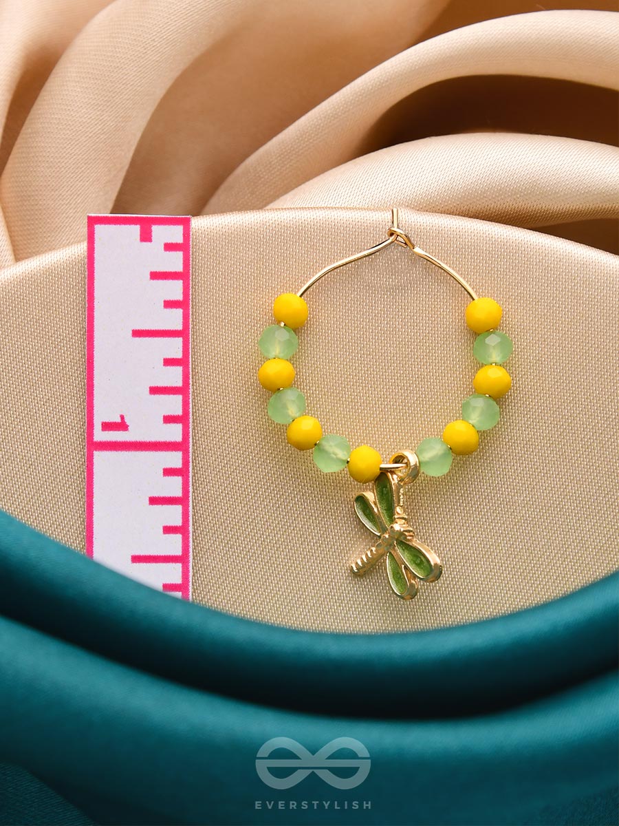 The Twinkly Dragonfly- Golden Dragonfly Hoop Earrings
