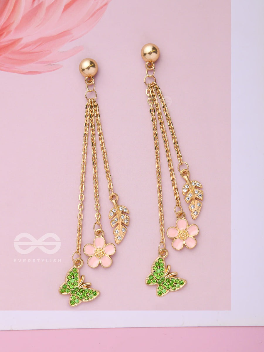 The Spring Butterfly- Golden Enamelled CZ Earrings