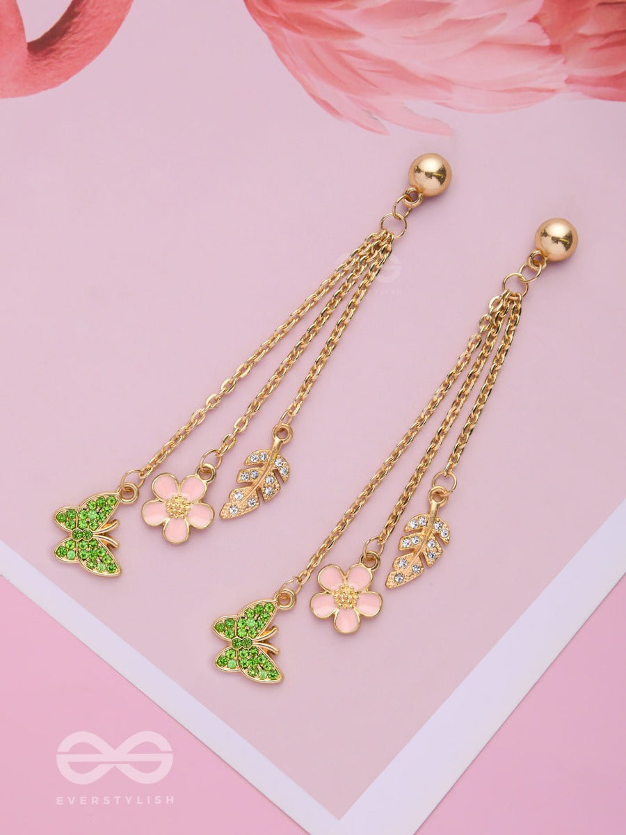 The Spring Butterfly- Golden Enamelled CZ Earrings