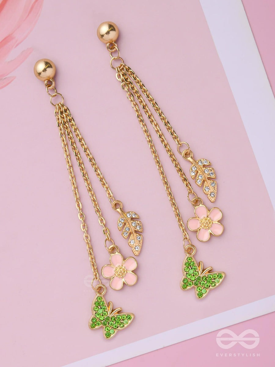 The Spring Butterfly- Golden Enamelled CZ Earrings