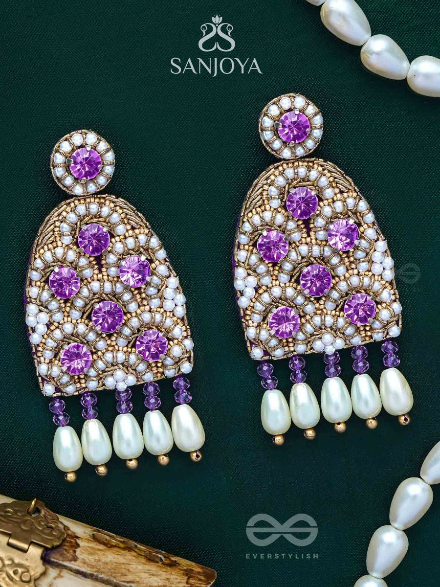 Urvya- The Beautiful Lakes- Pearls & Stones Embroidered Earrings