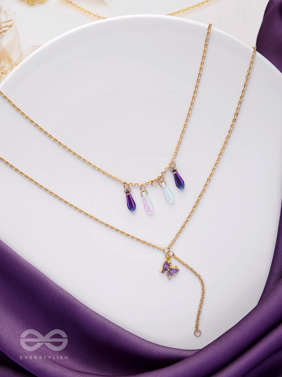 Butterfly N Blooms- Golden Layered Necklace With Anti-Tarnish Coating