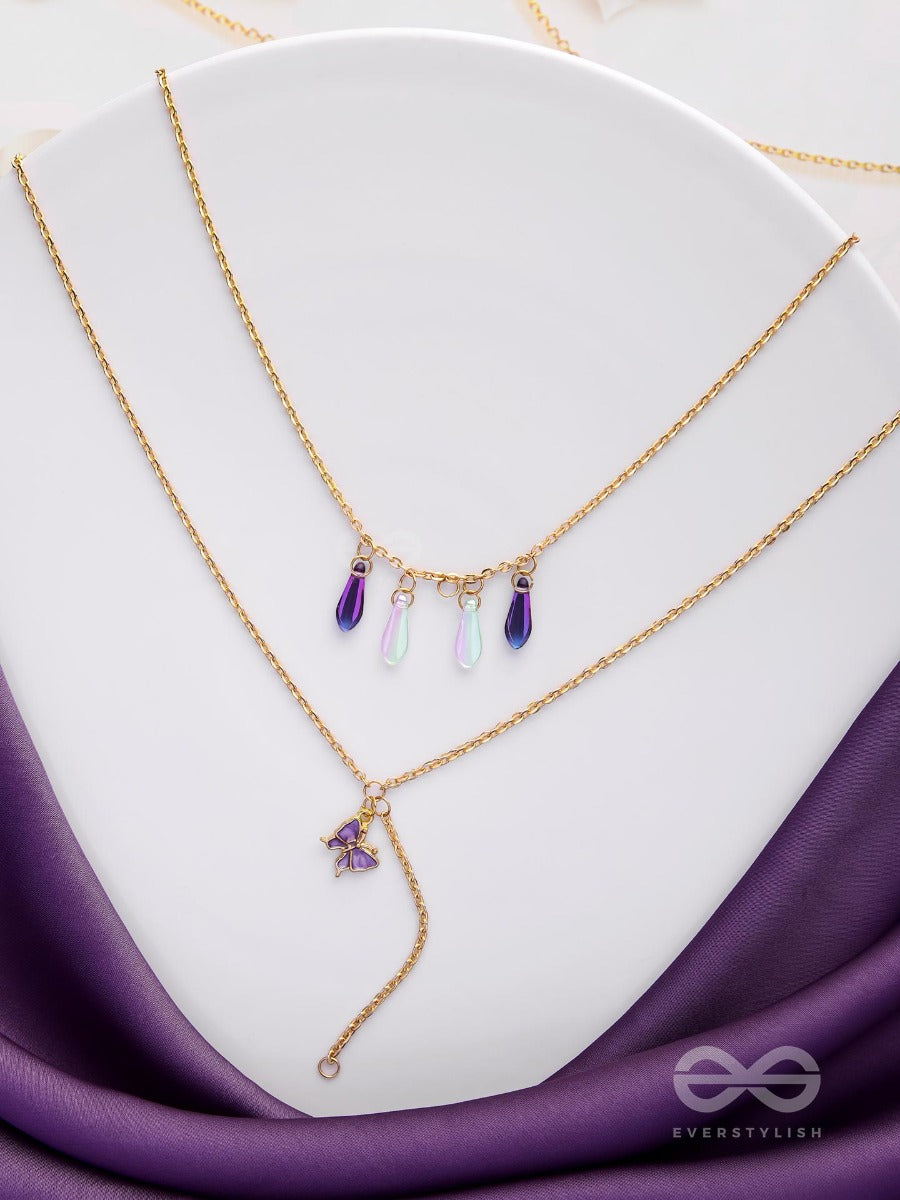 Butterfly N Blooms- Golden Layered Necklace With Anti-Tarnish Coating