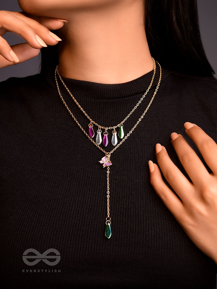 Butterfly N Blooms- Golden Layered Necklace With Anti-Tarnish Coating