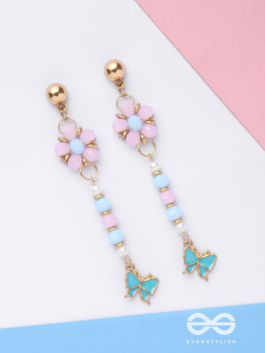 The Hovering Butterfly - Golden Embellished Earrings