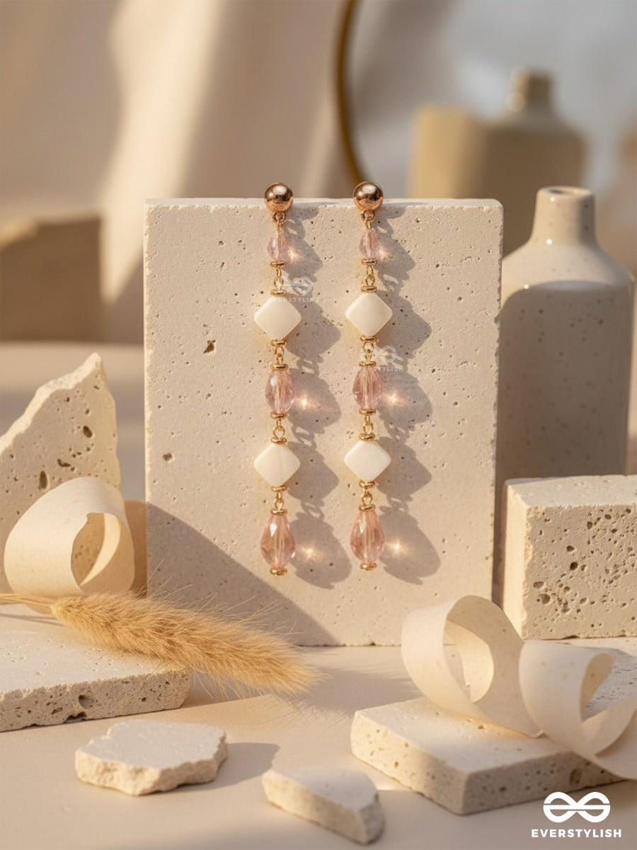 The Glossy Rosevine- Golden Embellished Sandstone Earrings