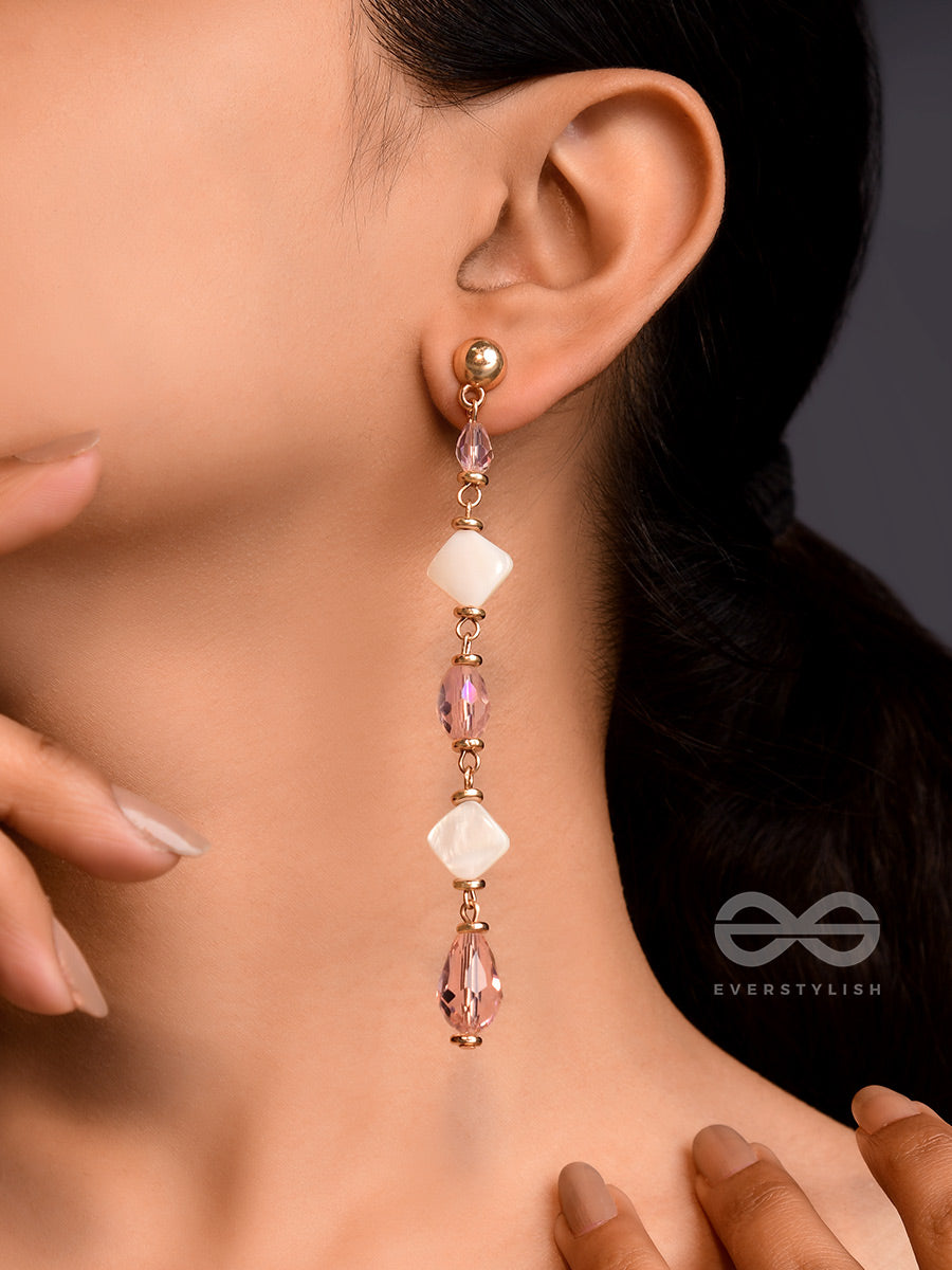 The Glossy Rosevine- Golden Embellished Sandstone Earrings