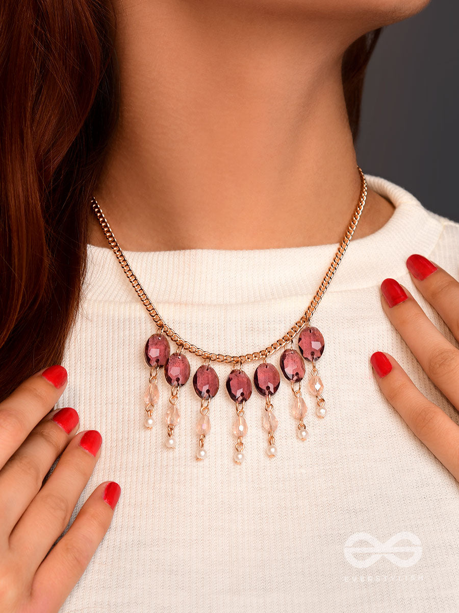 Pink It Up - Golden Embellished Necklace With Anti-Tarnish Coating