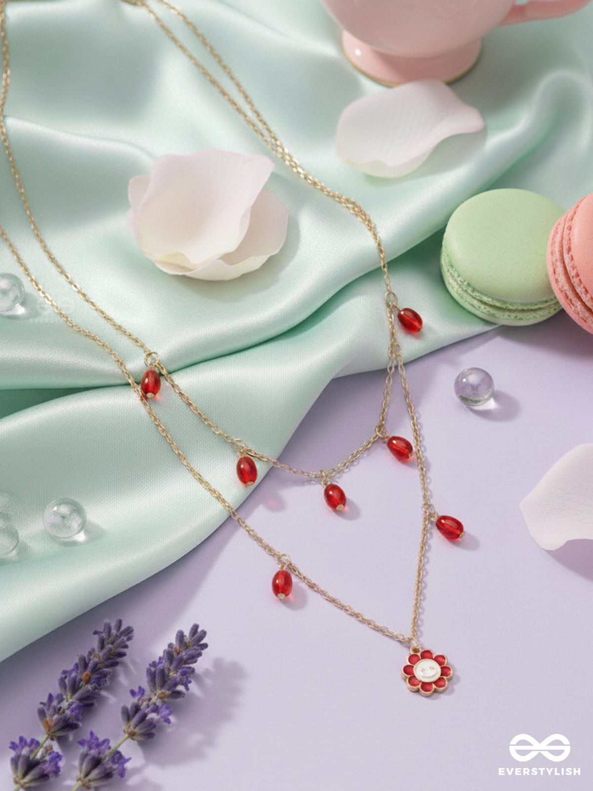 The Scarlet Sun- Golden Embellished Necklace With Anti-Tarnish Coating