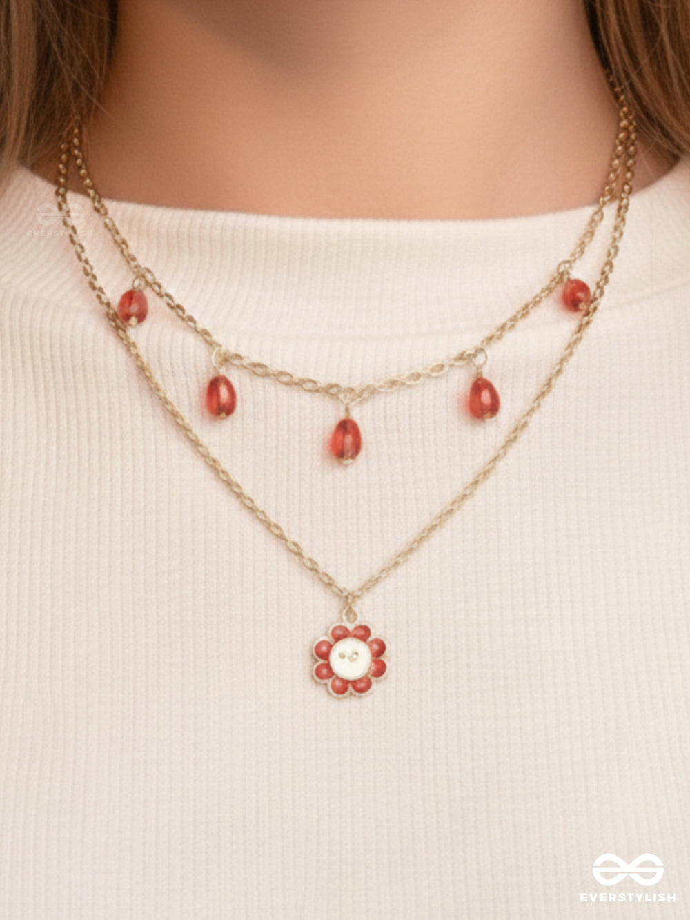 The Scarlet Sun- Golden Embellished Necklace With Anti-Tarnish Coating