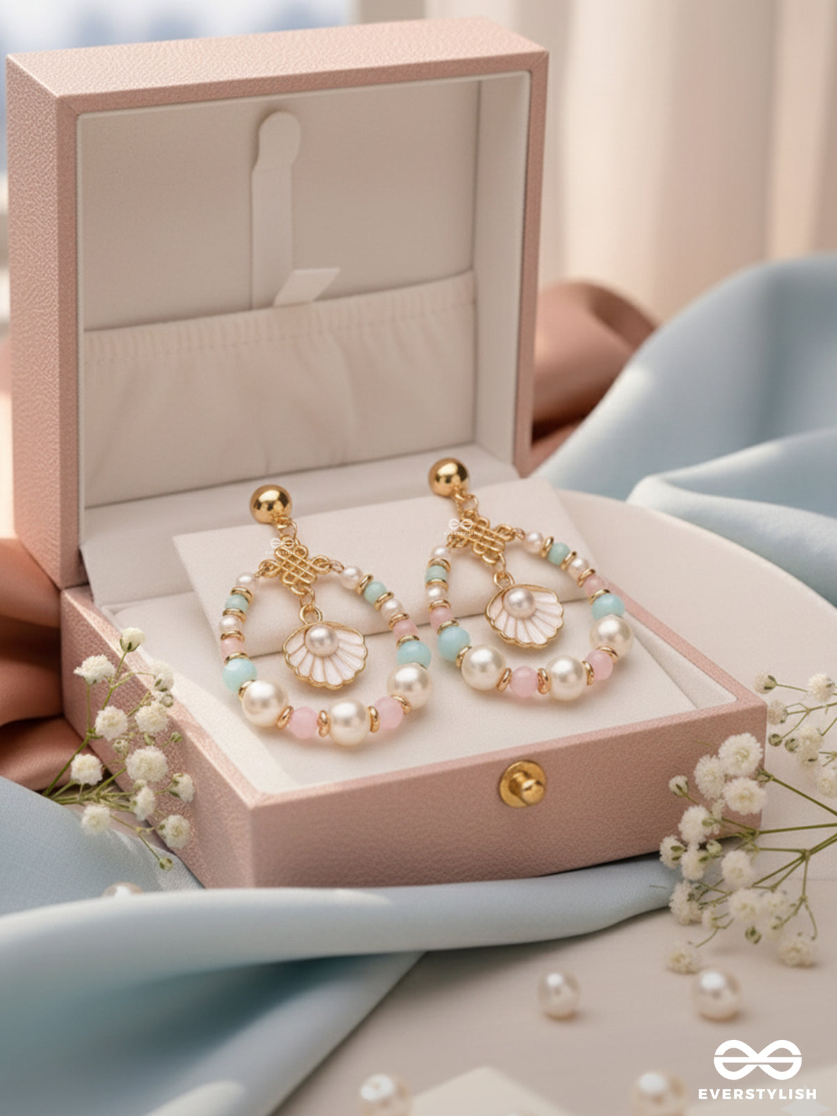 The Spunky Shell - Golden Embellished Earrings