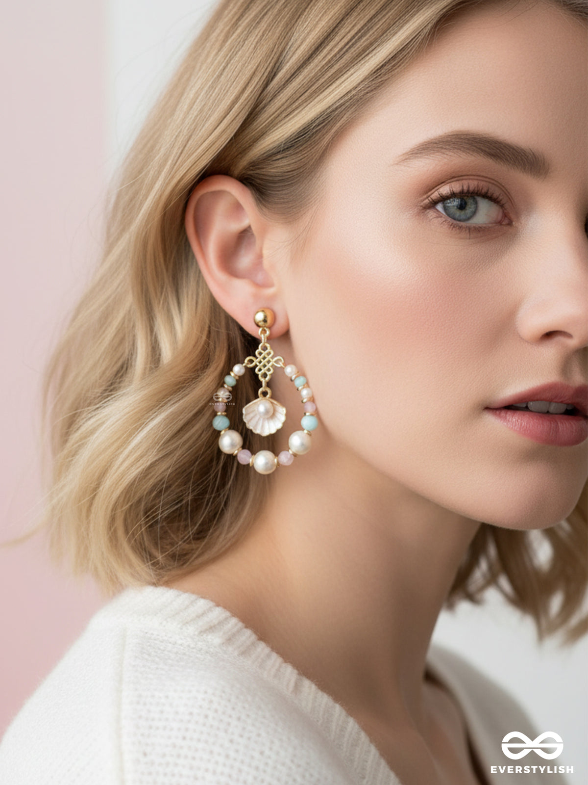 The Spunky Shell - Golden Embellished Earrings