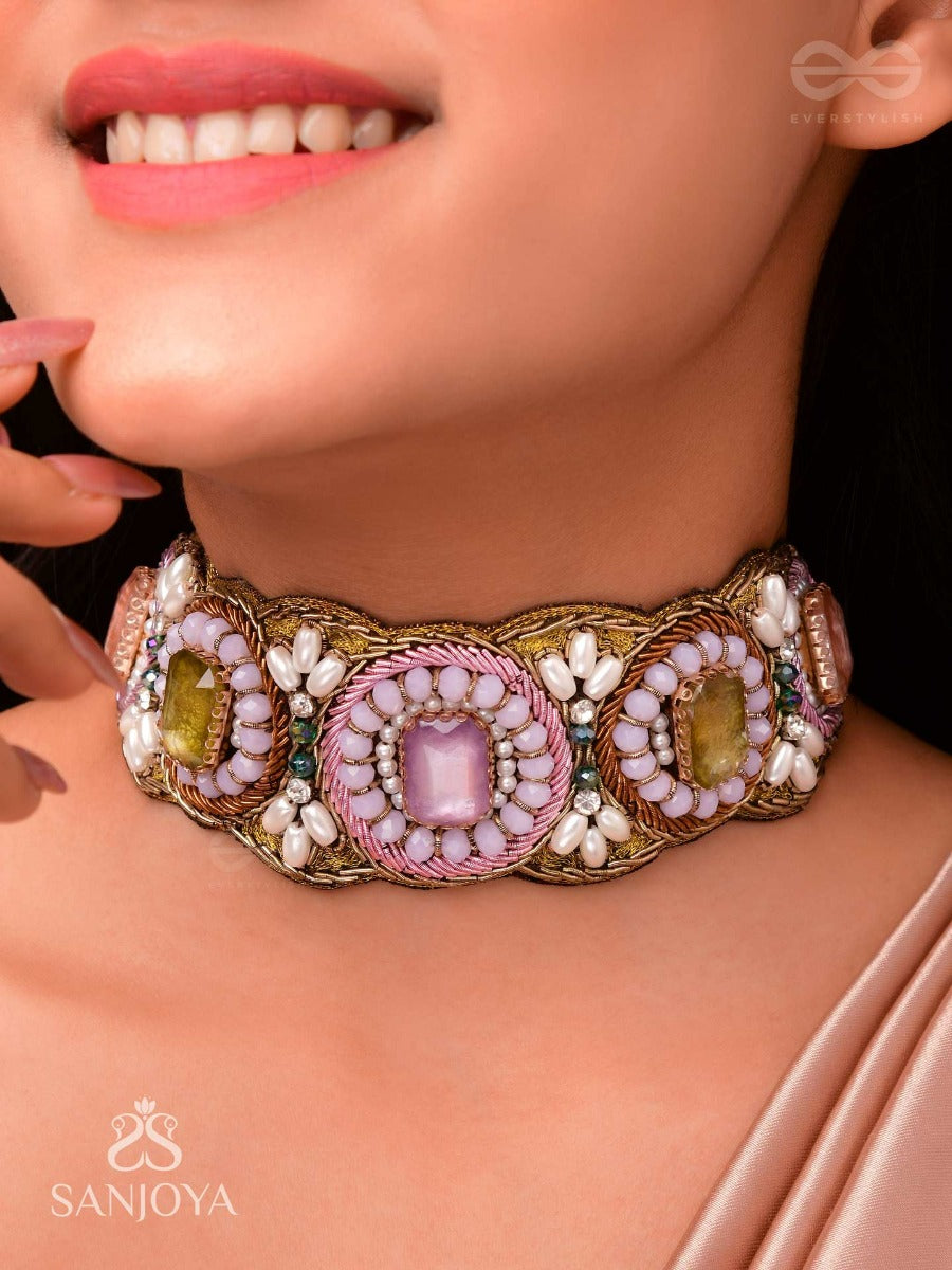 Srija- The String Of Flowers- Pearls & Stones Embroidered Choker Necklace
