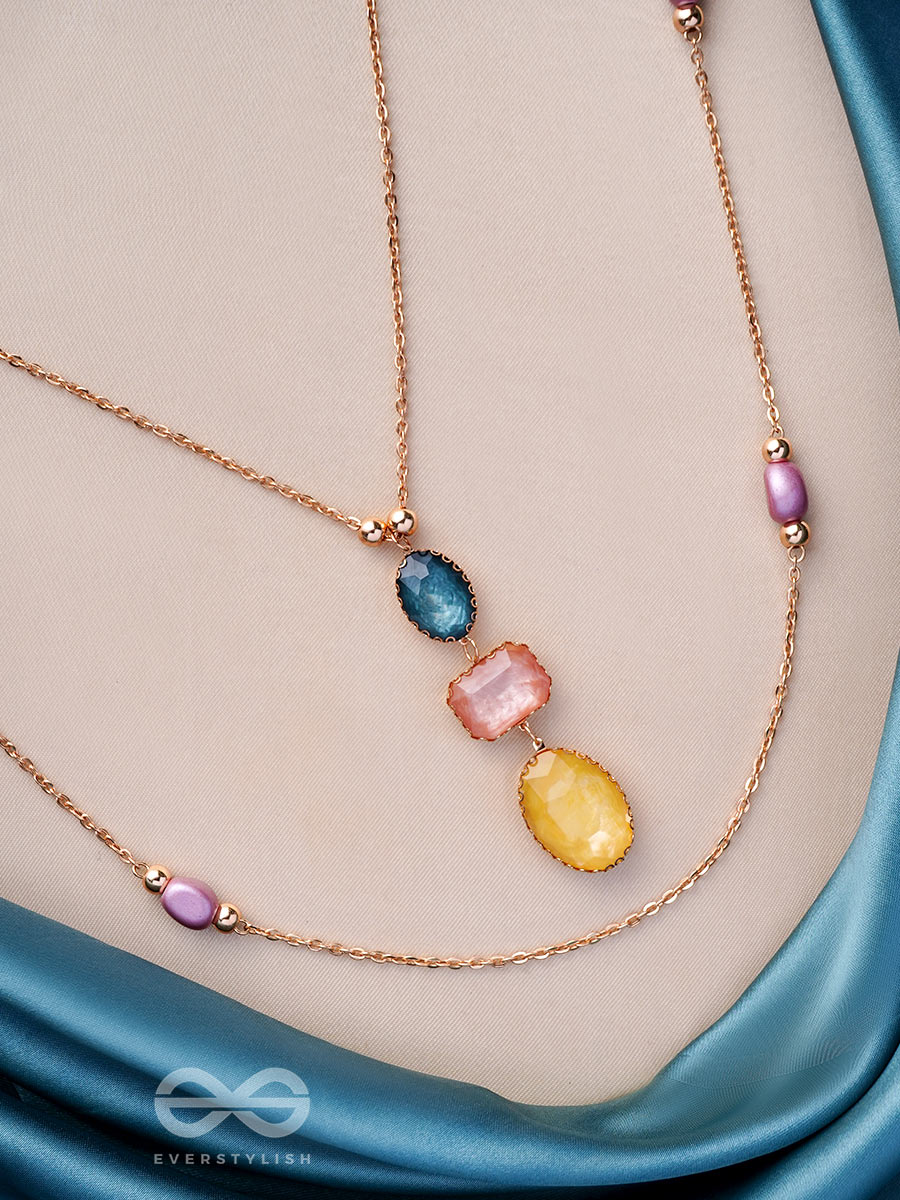 The Cosmic Cluster- Golden Embellished Layered Necklace With Anti-Tarnish Coating