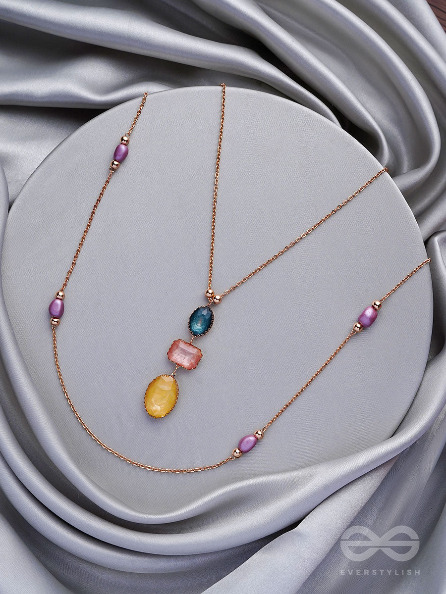 The Cosmic Cluster- Golden Embellished Layered Necklace With Anti-Tarnish Coating