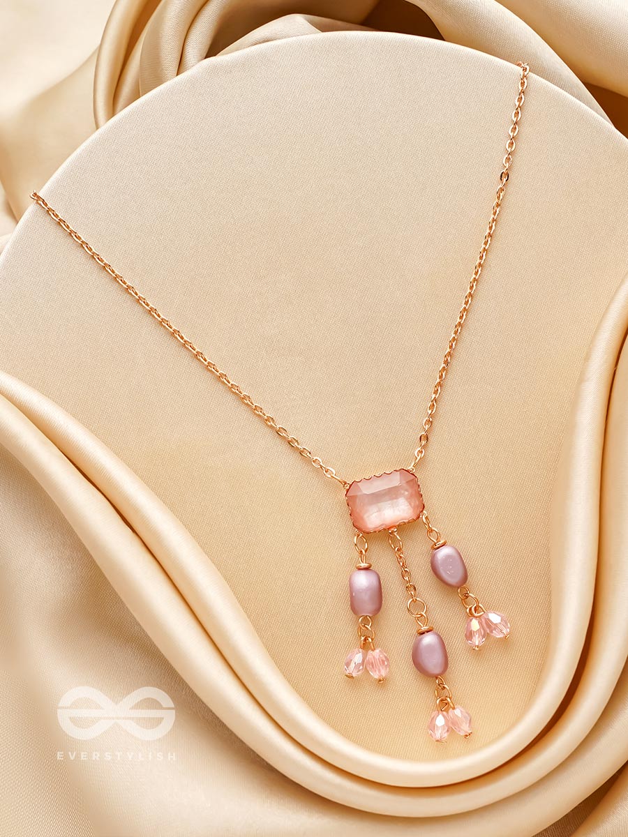 The Lavender Hues- Golden Embellished Necklace With Anti-Tarnish Coating