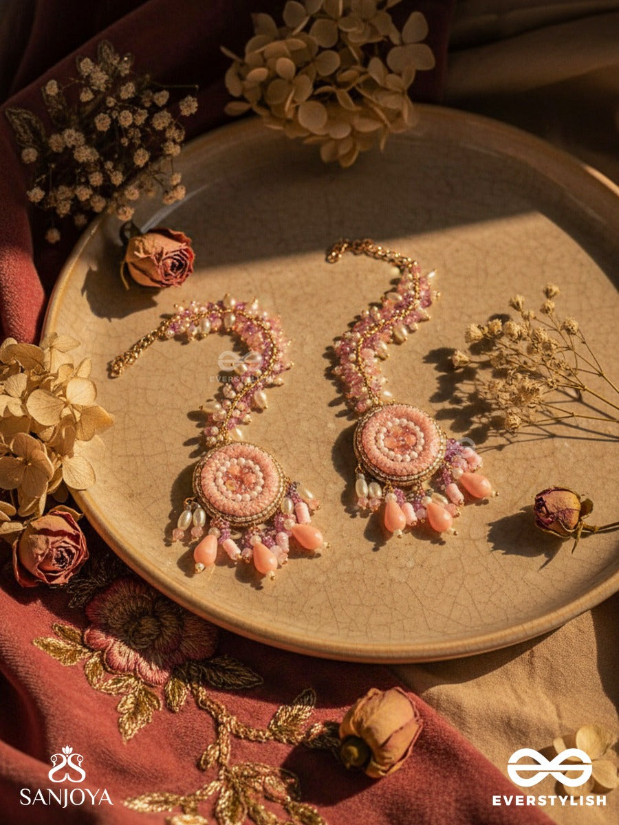 Priyaala- The Flower Vine- Pearls & Sequins Embroidered Chain Earrings