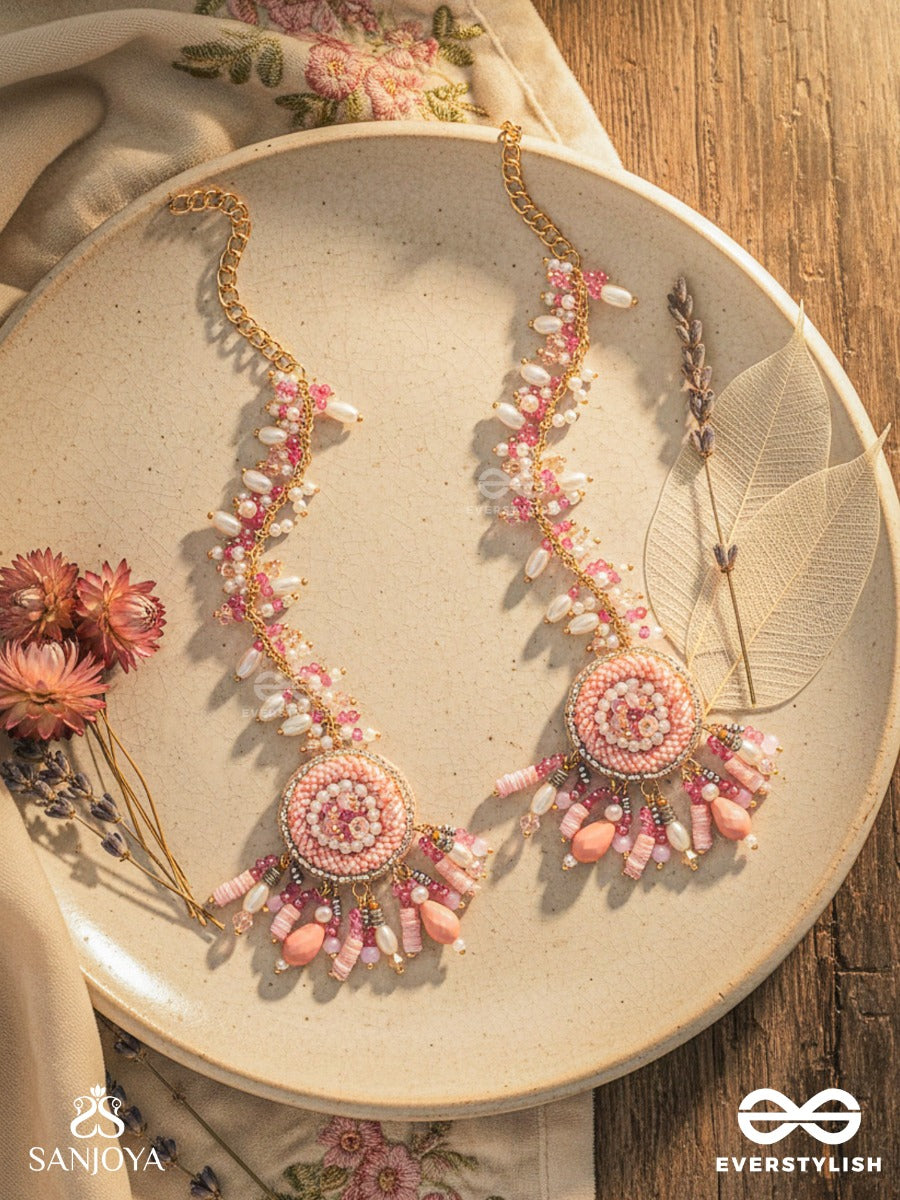 Priyaala- The Flower Vine- Pearls & Sequins Embroidered Chain Earrings