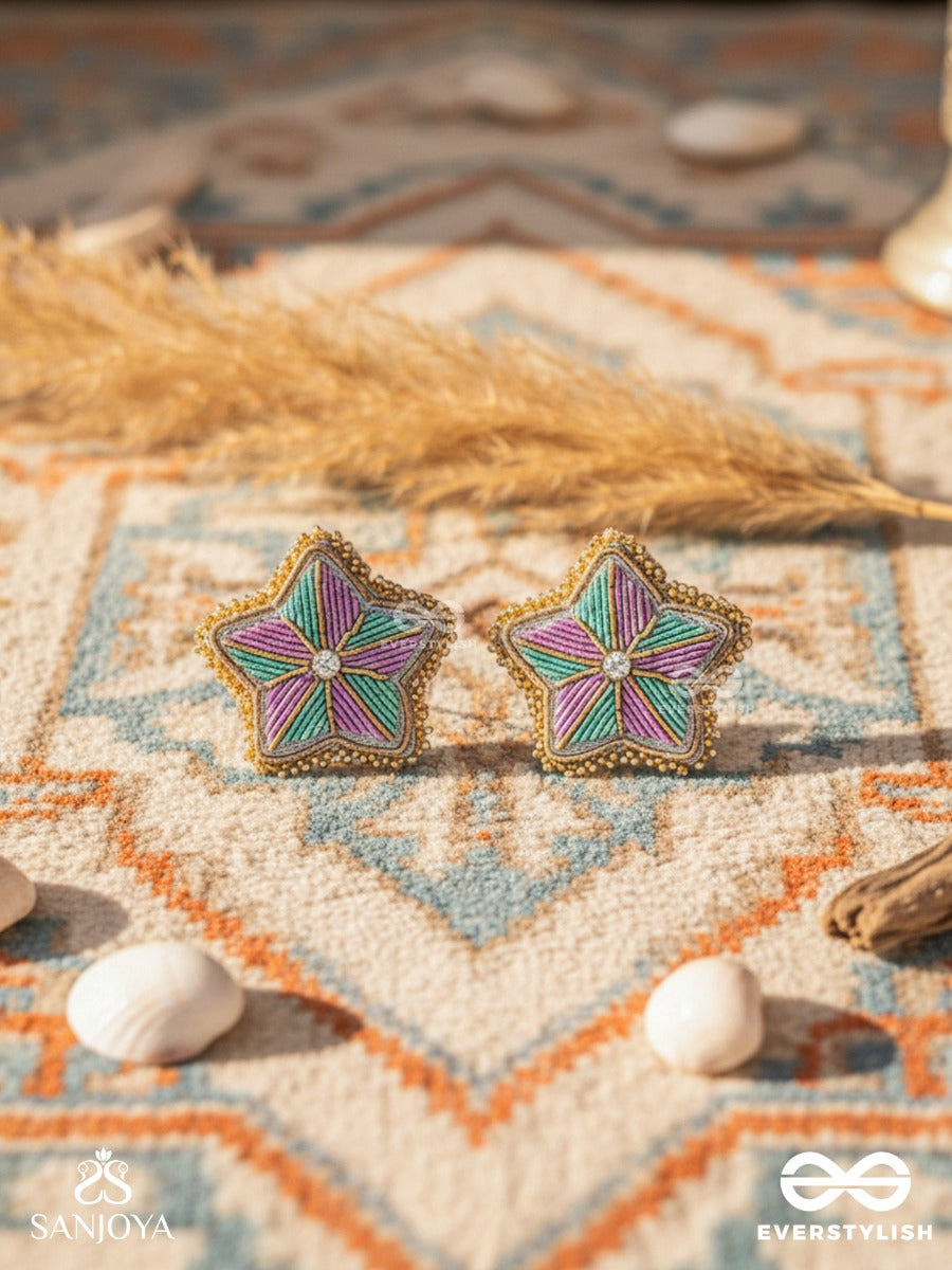 Tusharkana- The Misty Snowflake- Stones & Beads Embroidered Earrings