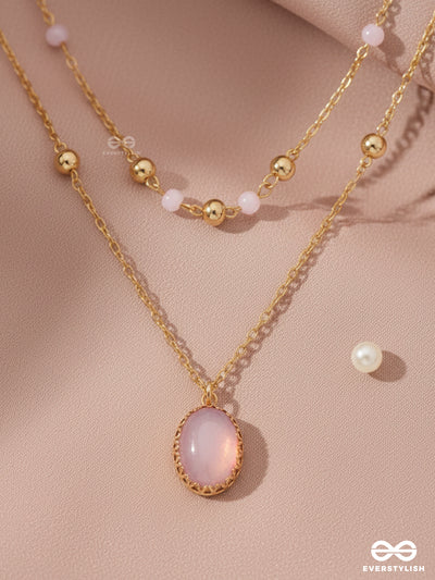 The Pink Pizzazz- Golden Embellished Layered Necklace With Anti-Tarnish Coating