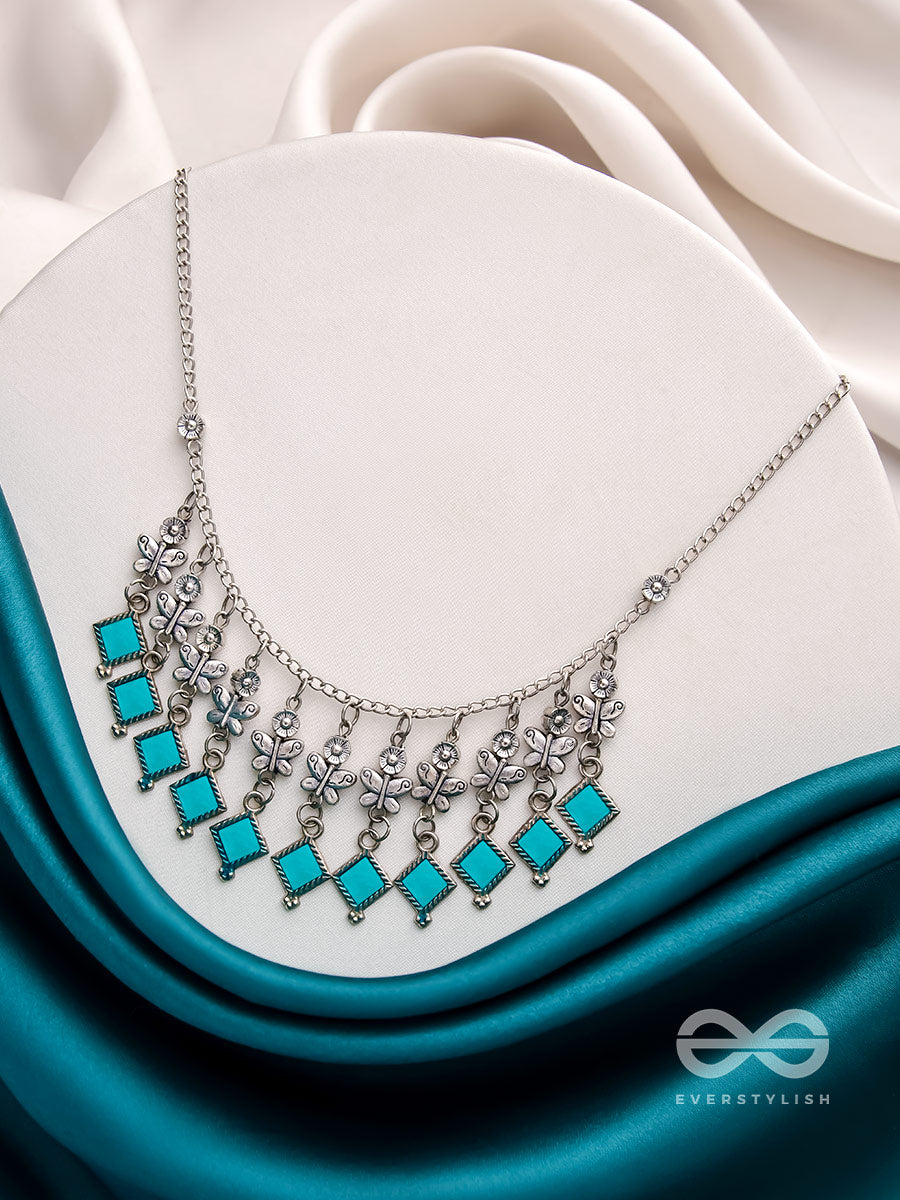 Blossoms N' Butterflies- Oxidised Enamelled Necklace