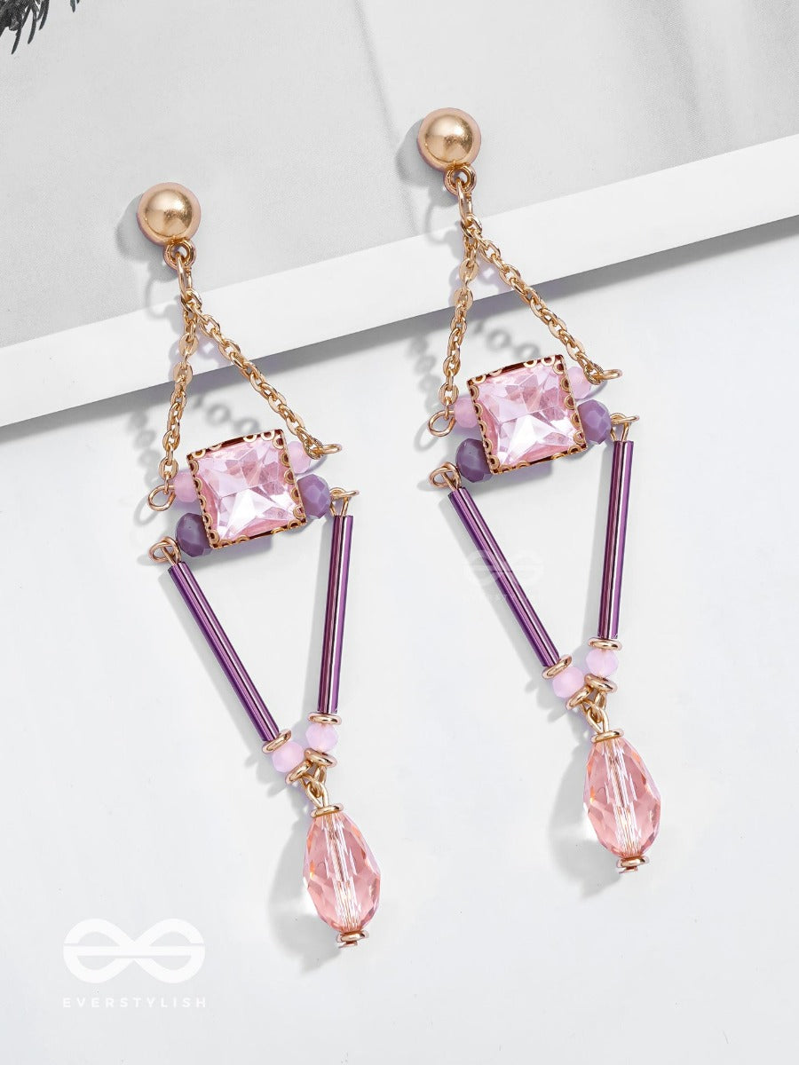 The Pyramid's Shadow- Golden Embellished Earrings