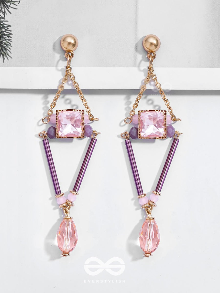 The Pyramid's Shadow- Golden Embellished Earrings